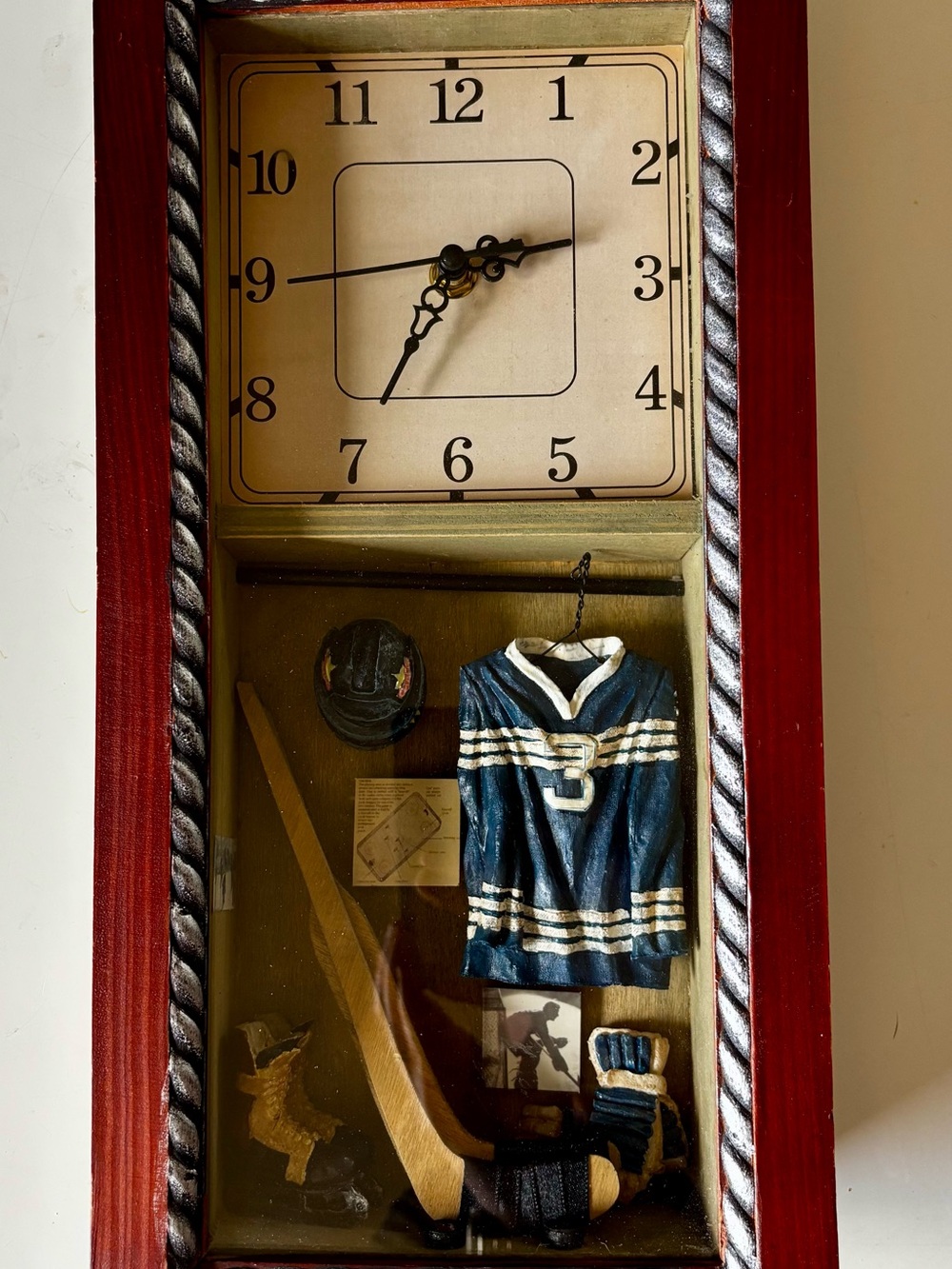 Vintage Style Hockey Shadowbox Wall Clock